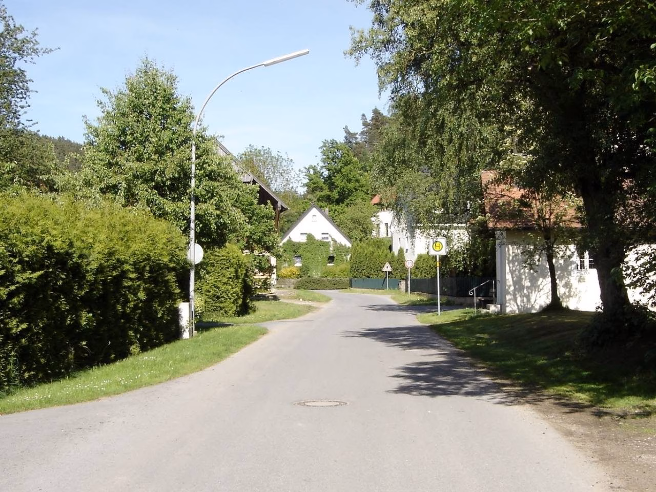 Ortsstraße in Döllnitz im Sommer